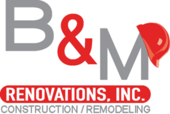 A black and red logo for b & m innovations, inc.